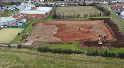 Construction work taking palce on the development of the new 3G pitch at Go! Active leisure facility in Clowne