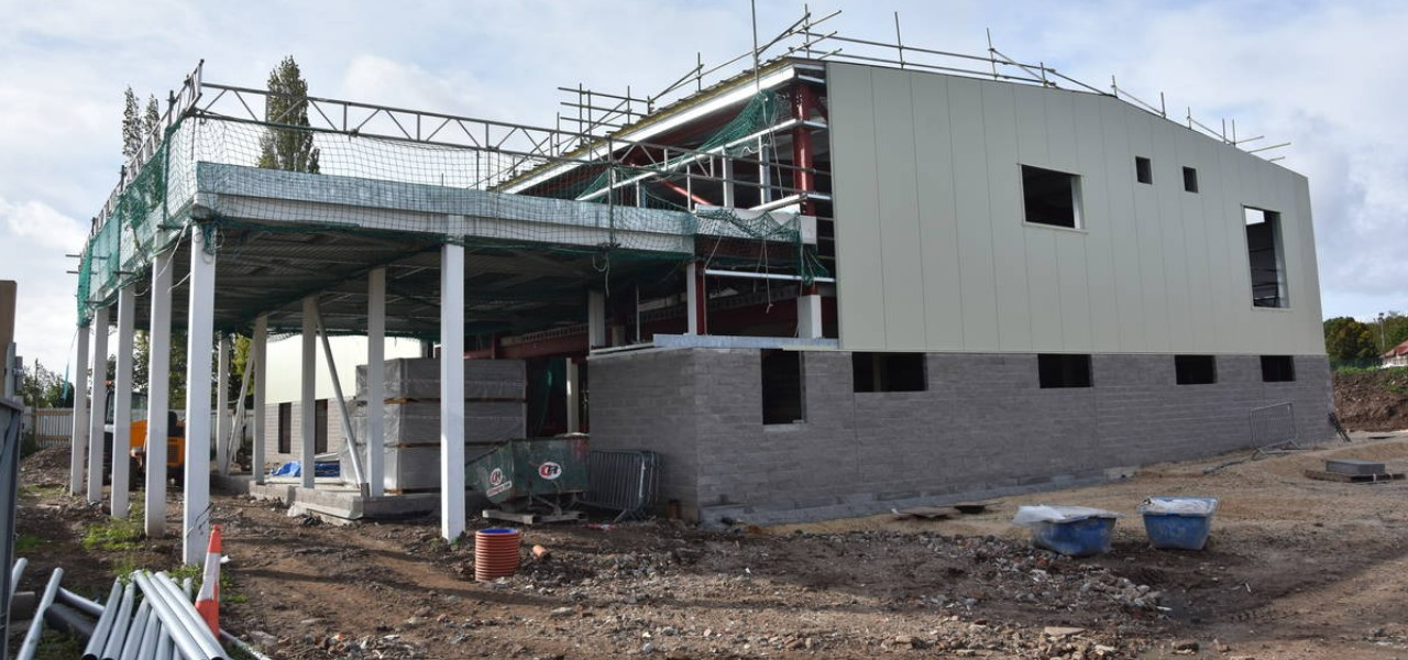 Building work showing the outside of Creswell Heritage and Wellbeing Centre